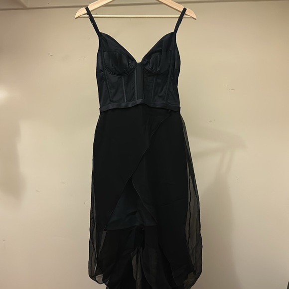 New Nina Ricci silk runway corset bustier slit mesh semisheer maxi dress gown - Picture 10 of 16